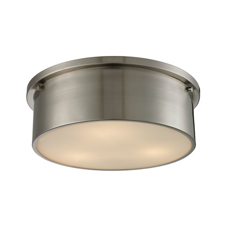 ELK LIGHTING Simpson 3-Lght Flush Mount in Brushed Nckl with Frosted Wht Diffuser 11821/3